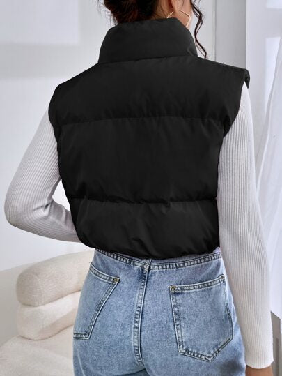 BLOOD VIBES CROPPED ZIP UP PUFFER GILET JACKET
