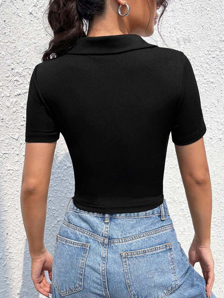 BLOOD ViBES POLO V-neck Slim Short Sleeve Tee
